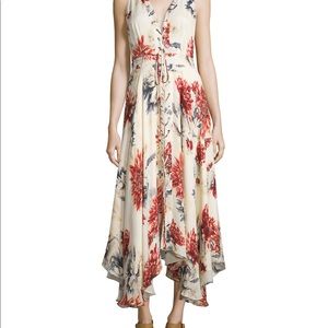 Sleeveless floral lace-up silk midi dress - beautiful, fun, and sophisticated